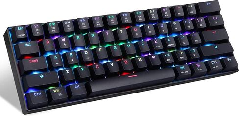 MOTOSPEED 60% لوحة مفاتيح ميكانيكية محمولة 61 مفتاحًا RGB LED بإضاءة خلفية من النوع C USB سلكية للمكتب/لوحة مفاتيح الألعاب لأجهزة Mac وAndroid وWindows (مفتاح أزرق) in Kuwait