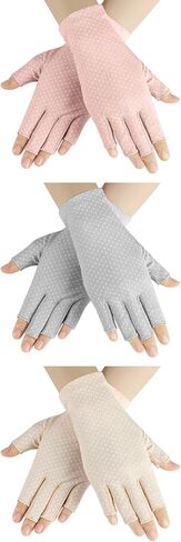 3 Pairs Sun UV Protection Gloves Non Slip Fingerless Driving Gloves Cycling Biking Nail Manicure Gloves for Women in Saudi Arabia