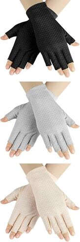 3 Pairs Sun UV Protection Gloves Non Slip Fingerless Driving Gloves Cycling Biking Nail Manicure Gloves for Women in Saudi Arabia
