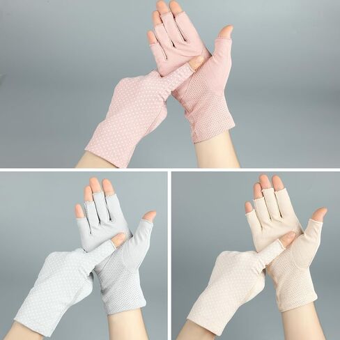 3 Pairs Sun UV Protection Gloves Non Slip Fingerless Driving Gloves Cycling Biking Nail Manicure Gloves for Women in Saudi Arabia