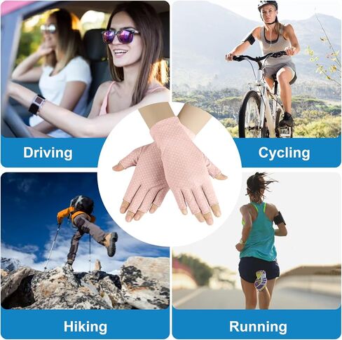 3 Pairs Sun UV Protection Gloves Non Slip Fingerless Driving Gloves Cycling Biking Nail Manicure Gloves for Women in Saudi Arabia