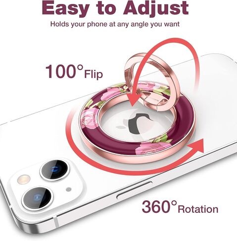 قبضة حامل حلقية للهاتف الخلوي المغناطيسي لهاتف iPhone 14/13/12 (pro، pro max، Plus، Mini)، قبضة إصبع قابلة للطي وقابلة للتعديل لجميع أجهزة Magsafe المتوافقة مع iPhone، وردي وردي in Saudi Arabia