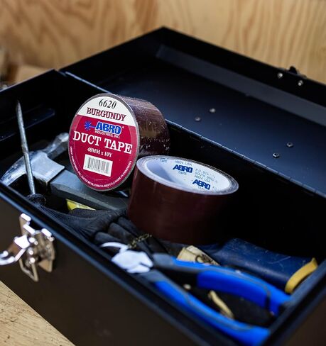 شريط لاصق ABRO مكون من 3 قطع باللون العنابي، مقاس 2 بوصة × 10 ياردات، شريط لاصق متعدد الاستخدامات ومتين للتغليف والتغليف والختم والتجليد والتجميع وإصلاح الكتب ومقاومة الطقس والصيانة العامة in Kuwait