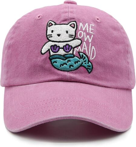 قبعة Meowmaid Cat للفتيات الصغيرات، قبعة بيسبول حورية البحر قابلة للتعديل لهدايا عيد ميلاد الأطفال من عمر 2-6 سنوات، وردي in Kuwait