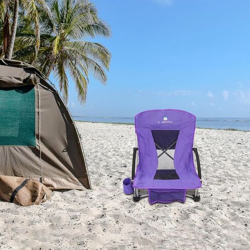 Beach Chairs for Adults 2 Pack,Heavy Duty Folding High Back Camping Chairs w/Cooler Bag,Mesh Back,Cup Holder & Storage Bag,Compact Sling Chair for Lawn,Picnic,Travel,Blue in Saudi Arabia