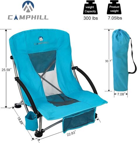 Beach Chairs for Adults 2 Pack,Heavy Duty Folding High Back Camping Chairs w/Cooler Bag,Mesh Back,Cup Holder & Storage Bag,Compact Sling Chair for Lawn,Picnic,Travel,Blue in Saudi Arabia