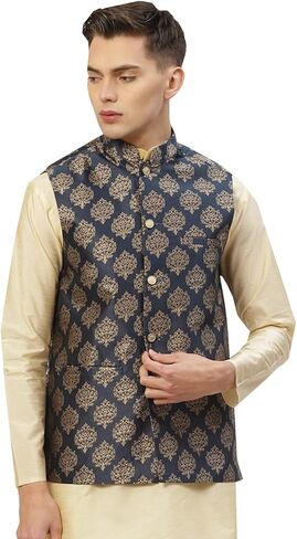 Maple Clothing Men's Jacquard Nehru Jacket Indian Waistcoat Traditional Vest in Kuwait
