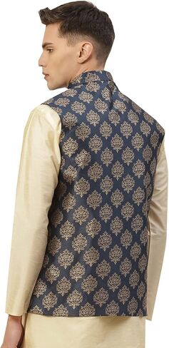 Maple Clothing Men's Jacquard Nehru Jacket Indian Waistcoat Traditional Vest in Kuwait