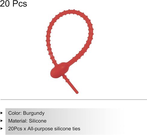 MECCANIXITY 20 Pack Silicone Cable Ties 7 Inch Reusable Zip Ties Silicone Twist Ties for Home Office Kitchen Organizer Food Bag Cord Key Management Beige in Saudi Arabia