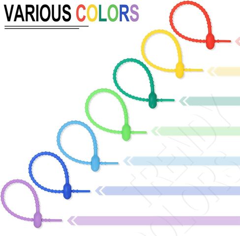 MECCANIXITY 20 Pack Silicone Cable Ties 7 Inch Reusable Zip Ties Silicone Twist Ties for Home Office Kitchen Organizer Food Bag Cord Key Management Beige in Saudi Arabia