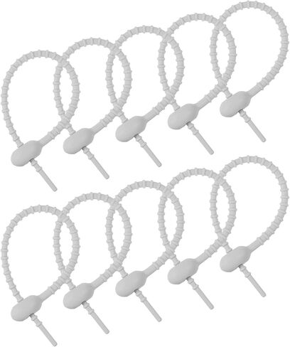 MECCANIXITY 20 Pack Silicone Cable Ties 7 Inch Reusable Zip Ties Silicone Twist Ties for Home Office Kitchen Organizer Food Bag Cord Key Management Beige in Saudi Arabia