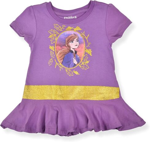 Disney Frozen Elsa and Anna Girls’ 2 Pack T-Shirts for Little Girls – Purple/Blue in Saudi Arabia