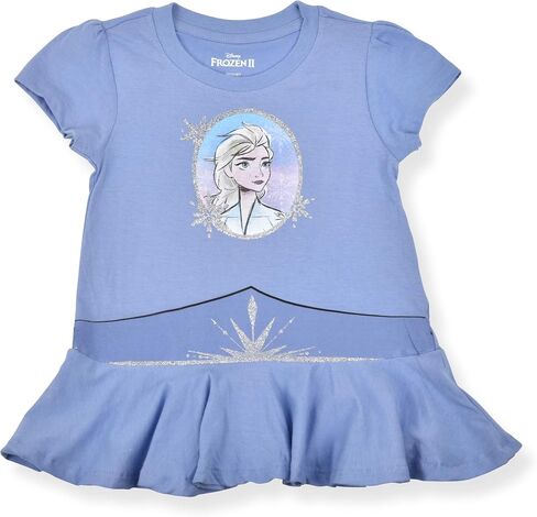 Disney Frozen Elsa and Anna Girls’ 2 Pack T-Shirts for Little Girls – Purple/Blue in Saudi Arabia