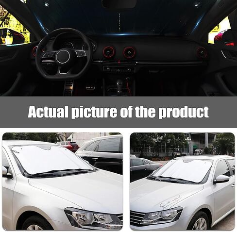 1 PC Car 55.1" x 27.5" Windshield Sunshade, Double-Sided Bubble Cotton Stay Cool UV Reflective Panel, Interior Anti-Aging Privacy Protection Accessories, Universal for Cars Trucks (Silver) in Kuwait