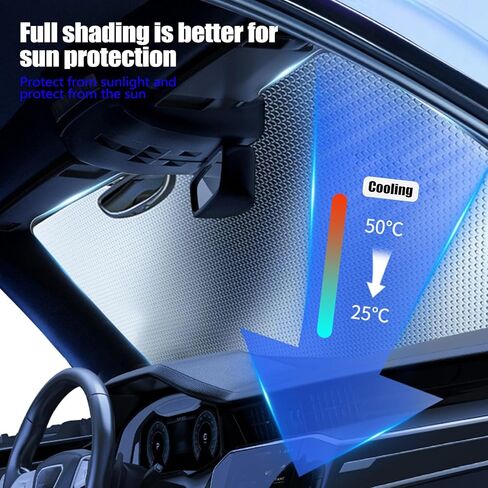 1 PC Car 55.1" x 27.5" Windshield Sunshade, Double-Sided Bubble Cotton Stay Cool UV Reflective Panel, Interior Anti-Aging Privacy Protection Accessories, Universal for Cars Trucks (Silver) in Kuwait