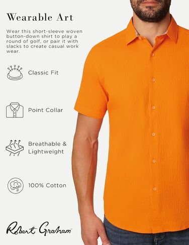 Robert Graham Men's Gilford Short Sleeve Woven Button Down Shirt in Saudi Arabia