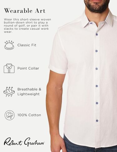 Robert Graham Men's Gilford Short Sleeve Woven Button Down Shirt in Saudi Arabia