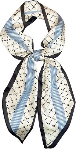Mulberry Silk Neck Scarf Printed Scarves Head Women'S Fashion Oblique Angle Satin Scarfs For Bag Hair Gift 59" X 5.9" in Saudi Arabia