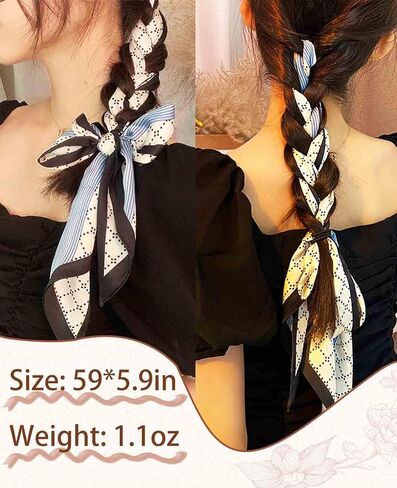 Mulberry Silk Neck Scarf Printed Scarves Head Women'S Fashion Oblique Angle Satin Scarfs For Bag Hair Gift 59" X 5.9" in Saudi Arabia