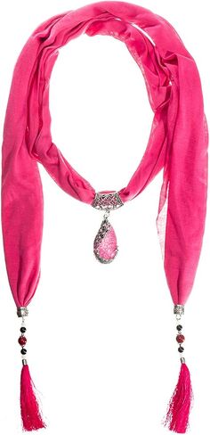 Vintage Polyester Scarf Alloy Resin Gem Pendant Women's Necklace Jewelry Scarves(sc0021) in Saudi Arabia
