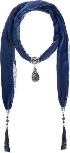 Vintage Polyester Scarf Alloy Resin Gem Pendant Women's Necklace Jewelry Scarves(sc0021) in Saudi Arabia