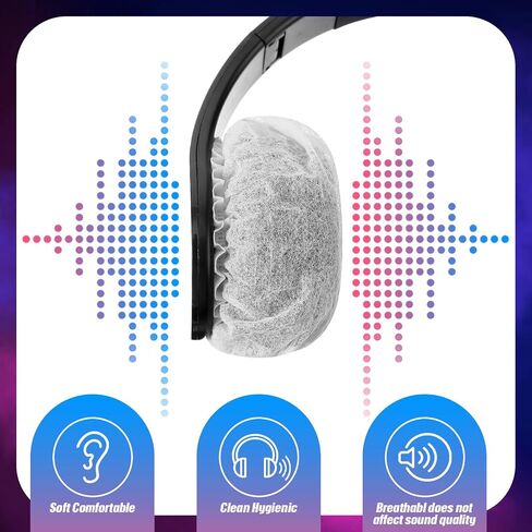 Hoteam 500 Pcs Disposable Headphone Ear Covers Non Woven Sanitary Earphone Ear Cover White Black Stretch Earpad, for Most on Ear Headphones with 8 to 11 cm Earpads in Saudi Arabia