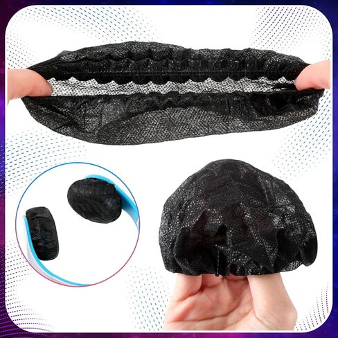 Hoteam 500 Pcs Disposable Headphone Ear Covers Non Woven Sanitary Earphone Ear Cover White Black Stretch Earpad, for Most on Ear Headphones with 8 to 11 cm Earpads in Saudi Arabia