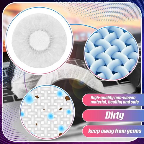 Hoteam 500 Pcs Disposable Headphone Ear Covers Non Woven Sanitary Earphone Ear Cover White Black Stretch Earpad, for Most on Ear Headphones with 8 to 11 cm Earpads in Saudi Arabia