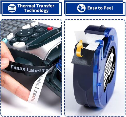 Fimax 5 عبوات بديلة من Dymo Letratag عبوات بيضاء على بلاستيك أسود 1/2" x 13' 1805436 متوافقة مع صانع ملصقات Dymo Letratag عبوات LT لشريط الملصقات 200B Plus LT100H LT100T QX50، 12 مم × 4 م in Kuwait