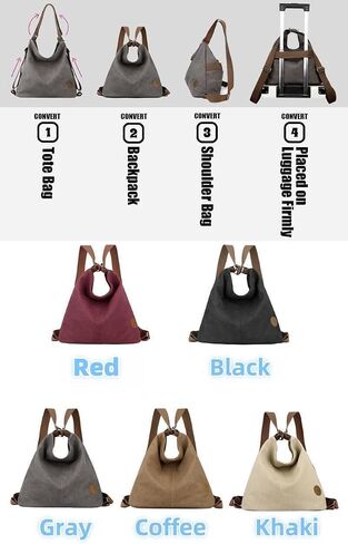 Multi Ways Convertible Canvas Shoulder Bag Tote Purse Backpack Crossbody Bags for Women Trendy Vintage Small Travel in Saudi Arabia