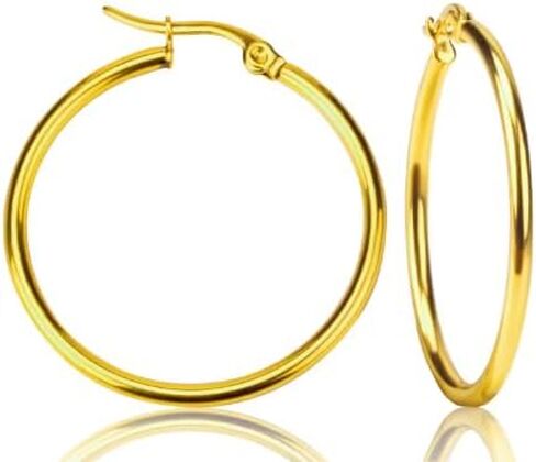 Hoop Earrings Set 30mm/40mm/50mm/60mm/70mm Gold/Silver/Rose Gold Hypoallergenic, Lightweight, 316L Stainless Steel, 18K Gold Plated in Saudi Arabia