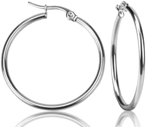 Hoop Earrings Set 30mm/40mm/50mm/60mm/70mm Gold/Silver/Rose Gold Hypoallergenic, Lightweight, 316L Stainless Steel, 18K Gold Plated in Saudi Arabia