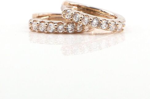 Me&هرتز 14K مطلية بالذهب الوردي تشيكوسلوفاكيا Huggie هوب أقراط أنيقة مستديرة كريستال زركونيا أقراط صغيرة للنساء الفتيات الغضروف لا تسبب الحساسية in Kuwait