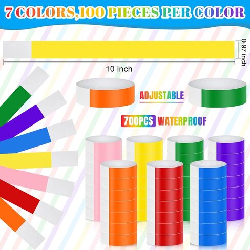 Paper Wristbands for Events Colors - 700 Counts Neon Wrist Bands Waterproof Arm Hand Bands for Events Lightweight Concert Wristbands Neon Colored Bracelets Adhesive Wristbands for Party in Saudi Arabia