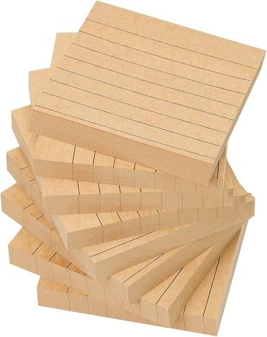 EOOUT Lined Sticky Notes, 3x3 Inches, 8 Pack White and Kraft Self-Stick Pads, Multiple Design Super Sticking Power Memo Pads for Notebook Home School Office Supplies, 85 Sheets/pad in Saudi Arabia