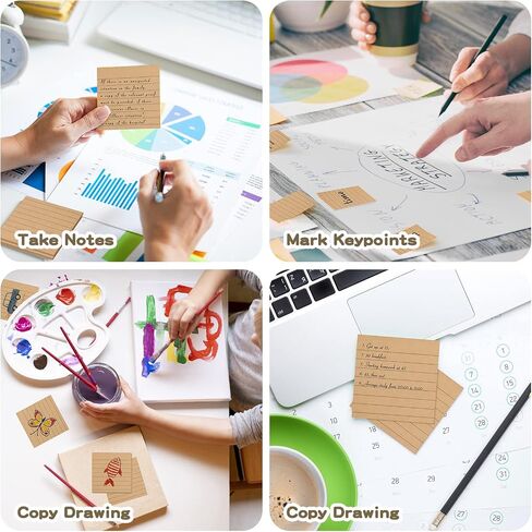EOOUT Lined Sticky Notes, 3x3 Inches, 8 Pack White and Kraft Self-Stick Pads, Multiple Design Super Sticking Power Memo Pads for Notebook Home School Office Supplies, 85 Sheets/pad in Saudi Arabia