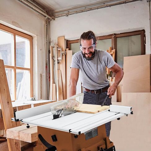 Table Saw, 10 Inch 15A Multifunctional Saw with Stand & Push Stick for Jobside, 90° Cross Cut & 0-45° Bevel Cut, Cutting Speed Up to 5000RPM, Adjustable Blade Height, Ideal for Woodworking, Orange in Saudi Arabia
