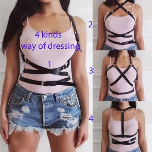 Women Leather Harness Belt Body Adjustable Punk Waist Belt Goth Waist Straps Belt in Kuwait