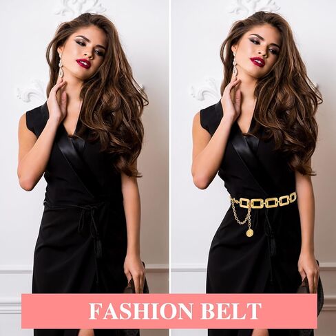 Metal Waist Chain Belt for Women, Adjustable Punk Waist Belt Skinny Belts for Jean Pants Dress in Saudi Arabia