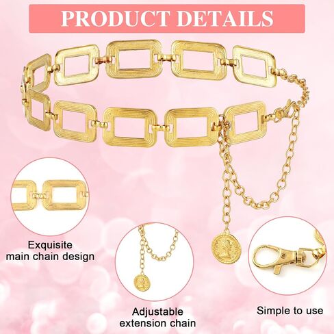 Metal Waist Chain Belt for Women, Adjustable Punk Waist Belt Skinny Belts for Jean Pants Dress in Saudi Arabia