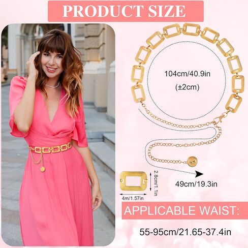 Metal Waist Chain Belt for Women, Adjustable Punk Waist Belt Skinny Belts for Jean Pants Dress in Saudi Arabia