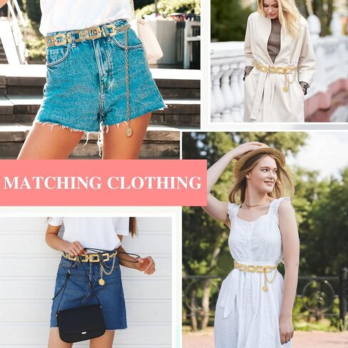 Metal Waist Chain Belt for Women, Adjustable Punk Waist Belt Skinny Belts for Jean Pants Dress in Saudi Arabia