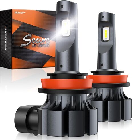 SEALIGHT H11 LED Fog Light Bulbs, 6000K Xenon White, 400% Brightness, 1:1 Halogen Size, Canbus Error Free, Non-polarity, Pack of 2 in Saudi Arabia