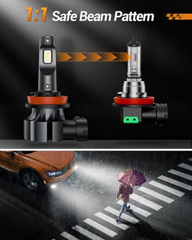 SEALIGHT H11 LED Fog Light Bulbs, 6000K Xenon White, 400% Brightness, 1:1 Halogen Size, Canbus Error Free, Non-polarity, Pack of 2 in Saudi Arabia