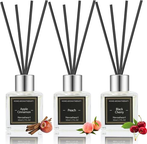 NEVAEHEART Diffuser Set, Gardenia/Jasmine & Mint/Lilac Diffuser Gifts for Women,1.7OZ x 3 Packs Diffuser with Sticks,Home Fragrance Diffuser for Living Room,Office & Bathroom Shelf Decor in Saudi Arabia