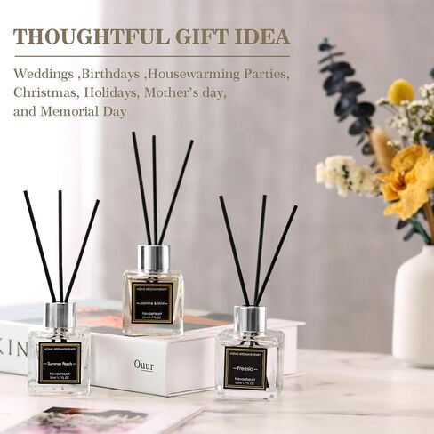 NEVAEHEART Diffuser Set, Gardenia/Jasmine & Mint/Lilac Diffuser Gifts for Women,1.7OZ x 3 Packs Diffuser with Sticks,Home Fragrance Diffuser for Living Room,Office & Bathroom Shelf Decor in Saudi Arabia