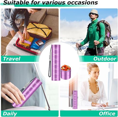 Aluminium Travel Pill Organizer,Weekly Metal Pill Case,Pill Holder, Moisture Proof Waterproof Daily Pill Box 7 Day, Large Pill Container to Hold Vitamins,Medication,Supplements 【Blue】 in Saudi Arabia