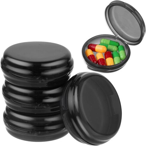 5Pcs Small Pill Box, Travel Pill Case, Portable Medicine Pill Container Holder, Daily Round Mini Pill Organizer for Purse Pocket to Hold Vitamin Medication Fish Oil Supplement in Saudi Arabia