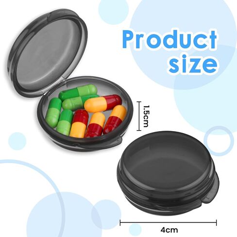 5Pcs Small Pill Box, Travel Pill Case, Portable Medicine Pill Container Holder, Daily Round Mini Pill Organizer for Purse Pocket to Hold Vitamin Medication Fish Oil Supplement in Saudi Arabia