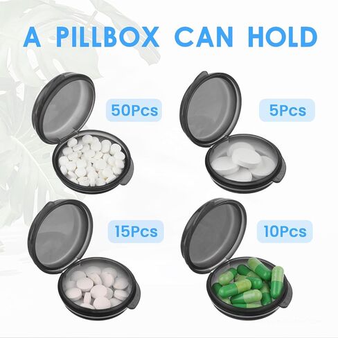 5Pcs Small Pill Box, Travel Pill Case, Portable Medicine Pill Container Holder, Daily Round Mini Pill Organizer for Purse Pocket to Hold Vitamin Medication Fish Oil Supplement in Saudi Arabia